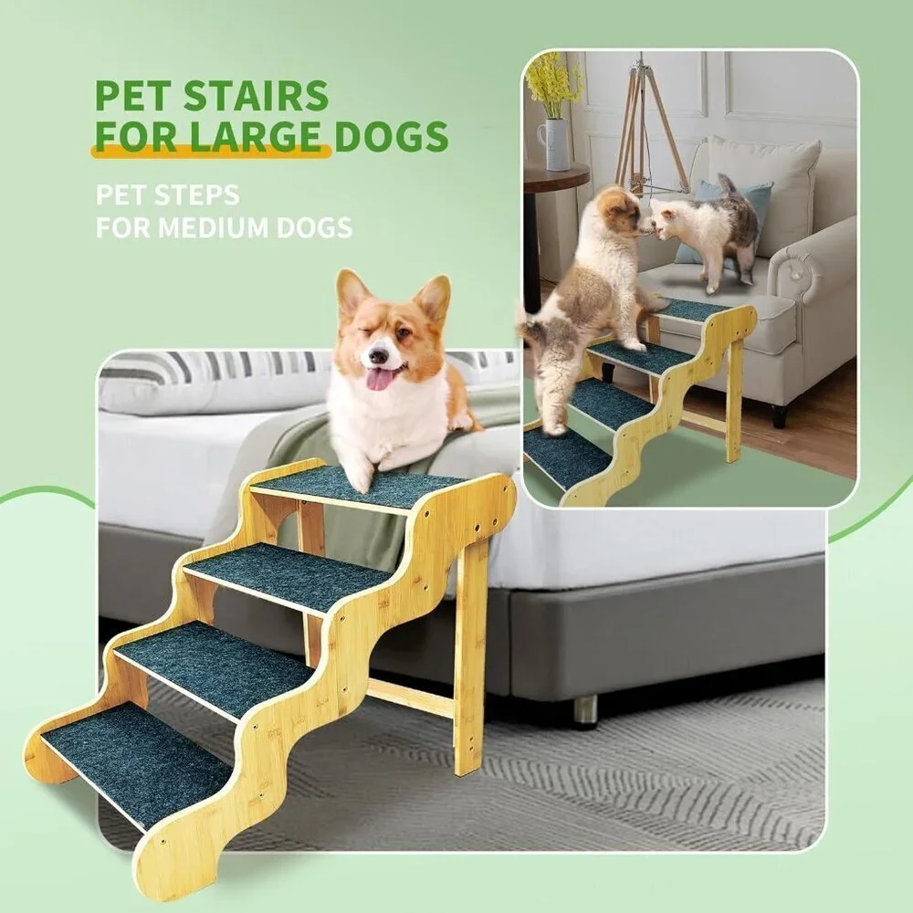 Dog Steps for Bed,24 Inches 5 Step Dog Stairs for Senior Pets to Get On 30 Inc